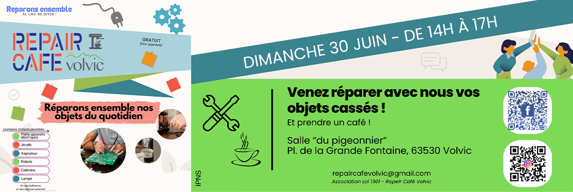 Repair Café Volvic : après-midi réparation d’objets du quotidien 30 juin