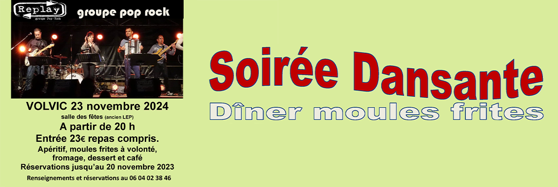 Soirée dansante/dîner Eaux Vives 23 novembre 2024