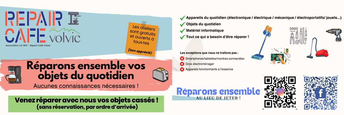 Repair Café Volvic 26 janvier 2025